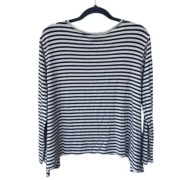 Cabi Striped Long Sleeve Top Sharkbite Hem Coastal French Style Nautical M - Picture 2 of 8